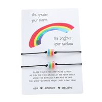 New Colorful Cylindrical Bead Card Bracelet Rainbow Stripe Resin Woven Bracelet Women main image 6