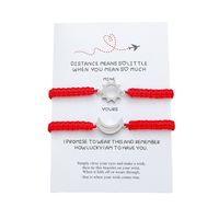 New Stainless Steel Sun And Moon Braided Red Rope Couple Bracelet Card Bracelet main image 2