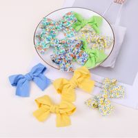 Fashion New Bow Hairpin Floral Fabric Cute Baby Solid Color Hair Accessories main image 6