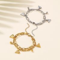 Fashion Heart Titanium Steel 18K Gold Plated Bracelets In Bulk main image 3