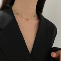 Simple Style Geometric Titanium Steel Inlaid Gold Necklace main image 4