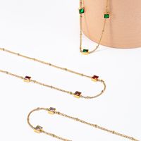 Simple Style Geometric Titanium Steel Inlaid Gold Necklace main image 5