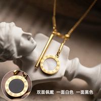 Roman Numeral Clavicle Chain Double-sided Titanium Steel Necklace main image 6