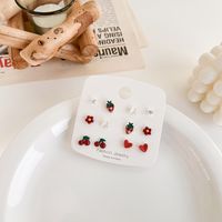 Cute Strawberry Cherry Small Earrings Sweet Niche Design Earrings main image 4