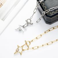 Five-pointed Star Ot Buckle Titanium Steel Necklace Wholesale main image 1