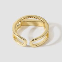 Korean Simple Copper Inlaid Zirconium Open Ring Female Creative Copper Rings Wholesale main image 5