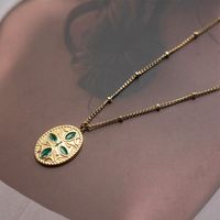 Fashion Oil Drop Necklace Stainless Steel Four-leaf Flower Clavicle Chain main image 3