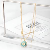 Fashion Blue Eye Pendant Clavicle Chain Female Long Stainless Steel Necklace main image 3