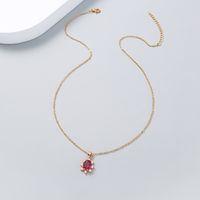 Simple Ruby Red Red Oval Sunflower Gemstone Zircon Necklace main image 3