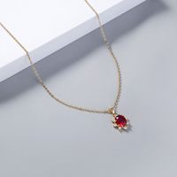 Simple Ruby Red Red Oval Sunflower Gemstone Zircon Necklace main image 5
