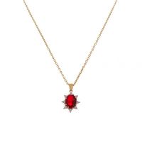 Simple Ruby Red Red Oval Sunflower Gemstone Zircon Necklace main image 6