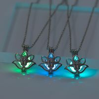 Halloween Creative Luminous Lotus Pendant Necklace main image 2