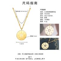 Geometric Round Flower Pendant Necklace Simple Korean Titanium Steel Necklace Wholesale main image 5