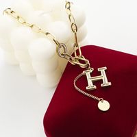 H Letter Sweater Chain Korean Autumn And Winter Titanium Steel Necklace main image 4
