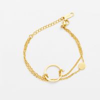 New Simple Ring Double Layered 14k Gold Stainless Steel Chain Bracelet Wholesale main image 2