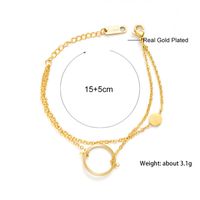 New Simple Ring Double Layered 14k Gold Stainless Steel Chain Bracelet Wholesale main image 5