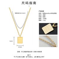 Good Luck Square Retro French Gold Titanium Steel Clavicle Chain Necklace main image 5