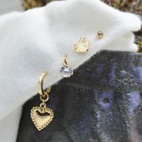Love Single Side Diamond Gold Exquisite Peach Heart Earrings main image 4