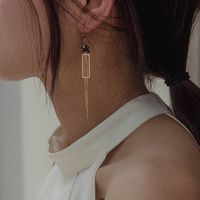 Geometric Long Tassel Earrings Temperament Titanium Steel Earrings main image 1