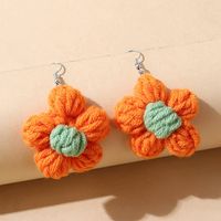 Korean Style Small Fresh All-match Knitted Wool Flower Earrings main image 1