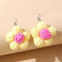 Korean Style Small Fresh All-match Knitted Wool Flower Earrings sku image 2