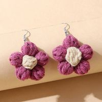 Korean Style Small Fresh All-match Knitted Wool Flower Earrings sku image 1