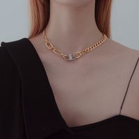 Diamond-studded Lock Hip-hop Simple Fashion Titanium Steel Necklace main image 1