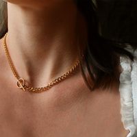 Personality Temperament Clavicle Buckle Thick Chain Titanium Steel Necklace main image 1