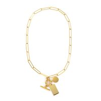Personality Fashion Thick Chain Square Round Stainless Steel Necklace main image 6