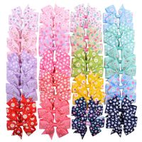 Fashion Printing Daisy Sun Flower Bowknot Baby Hairpin main image 1