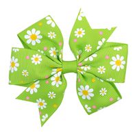 Fashion Printing Daisy Sun Flower Bowknot Baby Hairpin main image 3