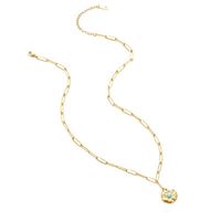 Pendant Female Exquisite Fashion Natural Turquoise Inlaid Golden Stainless Steel Necklace main image 6