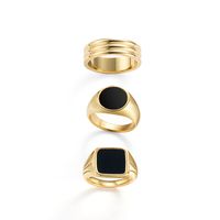 Retro Black Oil Dripping Stainless Steel Ring New Simple Rings main image 2