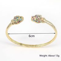 Copper 18k Gold Micro-inlaid Color Zircon Exaggerated Fashion Animal Head Open Bracelet main image 6