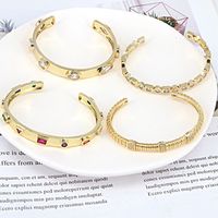 New Creative Open Bracelet Copper-plated Real Gold Micro-inlaid Color White Zircon Bracelet main image 3