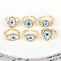 European And American Jewelry Heart-shaped Geometric Shell Eye Copper Ring main image 3