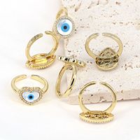 European And American Jewelry Heart-shaped Geometric Shell Eye Copper Ring main image 5