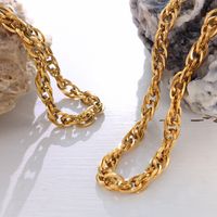 European And American Thick Chain Necklace Bracelet Titanium Steel 18k Gold Plated Jewelry main image 1