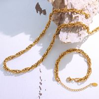 European And American Thick Chain Necklace Bracelet Titanium Steel 18k Gold Plated Jewelry main image 3