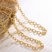 European And American Titanium Steel Plated 18k Real Gold Thick Chain Necklace Bracelet Wholesale main image 3