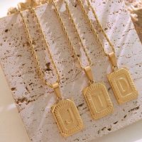 European And American Light Luxury Retro 26 Letter Tag Titanium Steel Plated 18k Real Gold Necklace main image 5