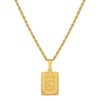 European And American Light Luxury Retro 26 Letter Tag Titanium Steel Plated 18k Real Gold Necklace main image 6