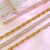 Light Luxury Zircon Splicing Necklace Bracelet Set Titanium Steel 18k Real Gold Plated Jewelry main image 3