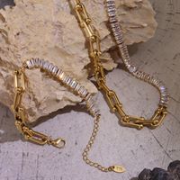 Titanium Steel 18k Gold Plated Light Luxury U-shaped Horseshoe Bracelet Necklace Wholesale main image 1