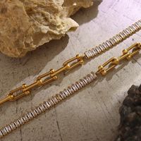 Titanium Steel 18k Gold Plated Light Luxury U-shaped Horseshoe Bracelet Necklace Wholesale main image 3