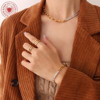 Titanium Steel 18k Gold Plated Light Luxury U-shaped Horseshoe Bracelet Necklace Wholesale main image 4