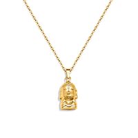 Pendentif Bouddha Rétro Européen Et Américain Collier En Acier Titane Plaqué Or Véritable 18 Carats main image 6