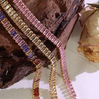 Solid Color Retro Colored Diamond Zircon Inlaid Necklace Bracelet Titanium Steel Jewelry main image 4