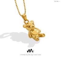 Niche Light Luxury Bear Necklace Titanium Steel Plated 18k Gold Trendy Jewelry Wholesale main image 3