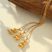Niche Light Luxury Bear Necklace Titanium Steel Plated 18k Gold Trendy Jewelry Wholesale main image 4